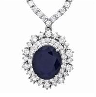 AIGL 11.00 Cts Sapphire Diamond Necklace