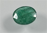 Certified 6.65 Cts Natural Oval Cut Emerald