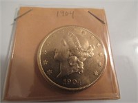 1904 liberty head $20 gold coin Pc. (UNC)