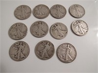 11 silver standing liberty half dollars