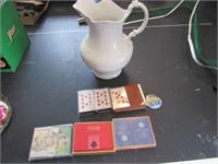 playing cards incl: Noblesville & pitcher