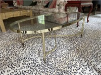 LaBarge Brass and Glass oval coffee table