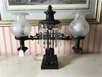 Bronze with black wash double light lamp