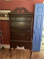 Mahogany highboy chest with desk