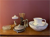 Grouping of miscellaneous ceramics and brass