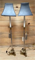 Pair of 35" Tall Vintage Brass Base Table Lamps