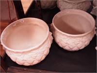 Pair of McCoy white pottery jardinieres