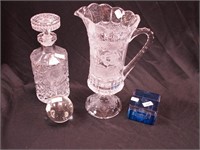 Four pieces of crystal: 10 1/2" serving pitcher,