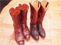 Two pairs of handmade cowboy boots, both 9D size,