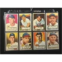 8 1952 Topps Baseball Cards Crease Free
