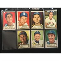 7 1952 Topps Baseball Cards Crease Free