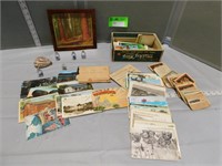 Postcards, Milky Way box, coins in bottles, flash