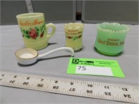 Custard glass souvenir pieces (1 is Spring Valley)