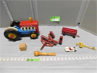 Tru Scale toy disc, Playskool toy wood tractor, wa