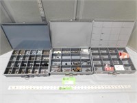 3 Metal storage cases with contents