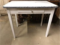 Antique Porcelain Top Farm Table