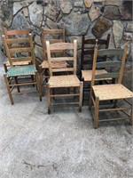 Six Pack Antique Farm Chairs Lot 2