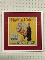 Vintage Framed Coca Cola Sign