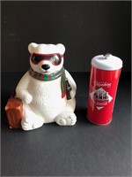 Coca Cola Cookie Jar and Straw Holder Lot