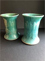 Antique Green Chinese Pots or Vases