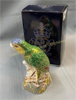 Royal Crown Derby Amazon Green Parrot paperweight