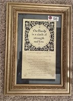 FRAMED PRINT " OUR FAMILY IS A CIRCLE OF STRENGTH"