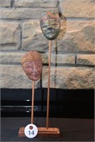 Pair of Indonesian Masks on Stand