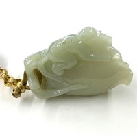 Antique Light Green Carved Jade Piece.