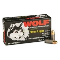 500 ROUNDS WOLF 9MM LUGER AMMO 115 GR. COPPER FMJ