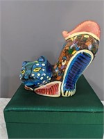 Vintage Mexico Talavera Folk Art Ceramic Cat