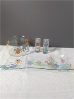 Hand Painted Glass Set
