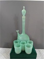 Israel Delicate Green Frosted Glass Handmade Decan