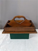 Vintage Wood Heart Tote /Tray
