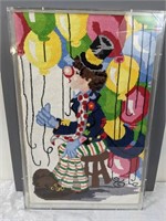 Clown Needlepoint in Lucite Box