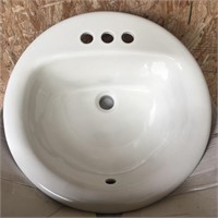 AquaSource White Drop-In Round Bathroom Sink