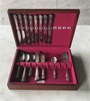 Wm Rogers Extra Plate Silverware & Wood Case