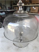 Delicate Etched Glass Cake Dome & Lid