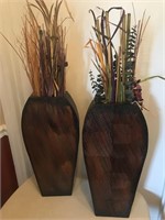 Pair of Tall Metal Floral Vases