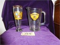 VINTAGE BEER PITCHER AND PILSNER GLASS