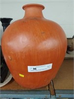 Bulbous Pottery Orange Glazed Vase