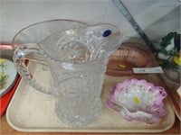 Glassware- Depression Glass, Pitcher, Bowl,