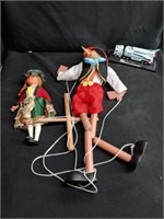 Marionette Pinocchio, Dolls, (2) Mini Hess Trucks