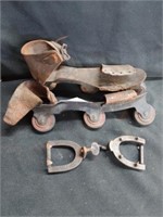 (2) Early Metal & Leather Child's Roller Skates