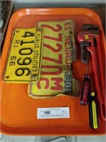 Vintage License Plates & Various Tools