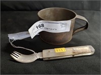 One-Arm Man Vintage Fork & Tin Advertising Mug