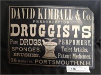 Vintage David Kimball Drug Tin Sign
