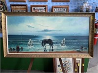 Signed Horse/Beach Oil on Canvas
