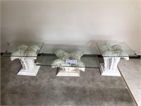 GLASS TOP TABLES LOT