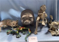 (5) Assorted  Animals/Lawn Decor Frog,Pig