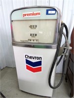 Vintage metal Chevron Premium gas pump - measures